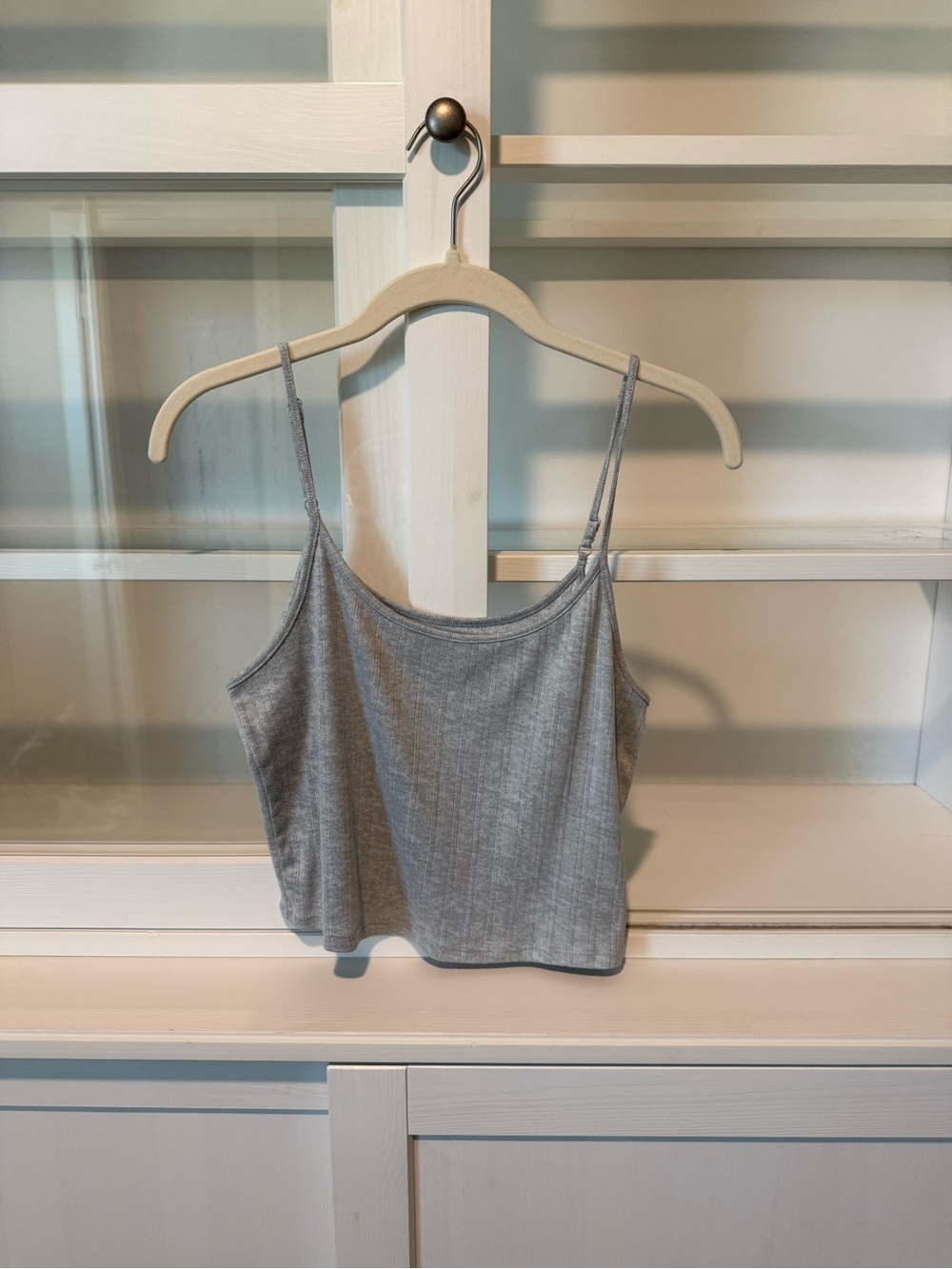 American Eagle Outfitters Light Gray Pointelle Crop Cami
